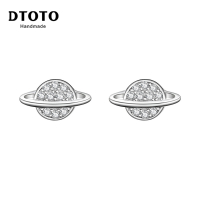 DTOTO 新款简约气质镶锆银星球S925耳饰耳钉