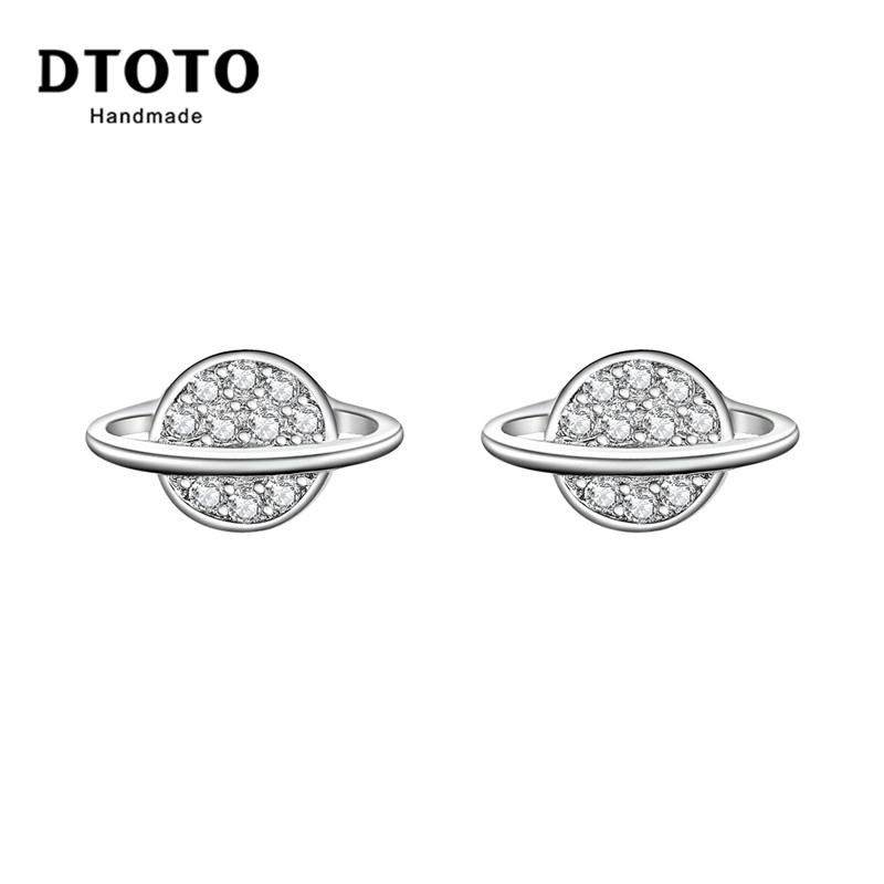 DTOTO 新款简约气质镶锆银星球S925耳饰耳钉