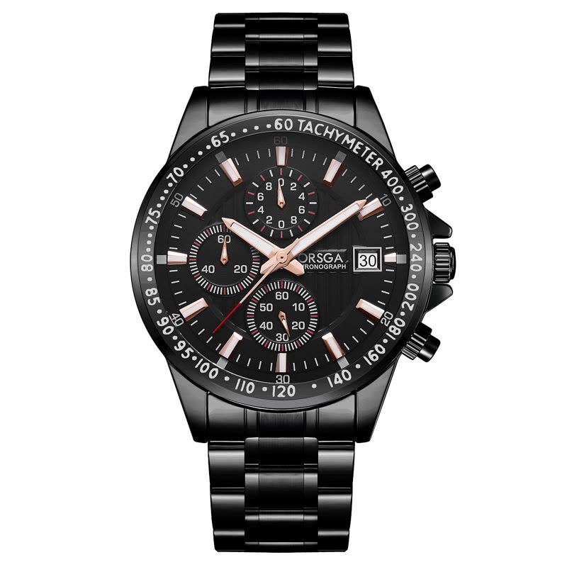 ORSGA手表男简约男士手表绿水鬼男士多功能手表防水三针六眼日历时尚休闲商务学生男表石英表腕表9026G图片