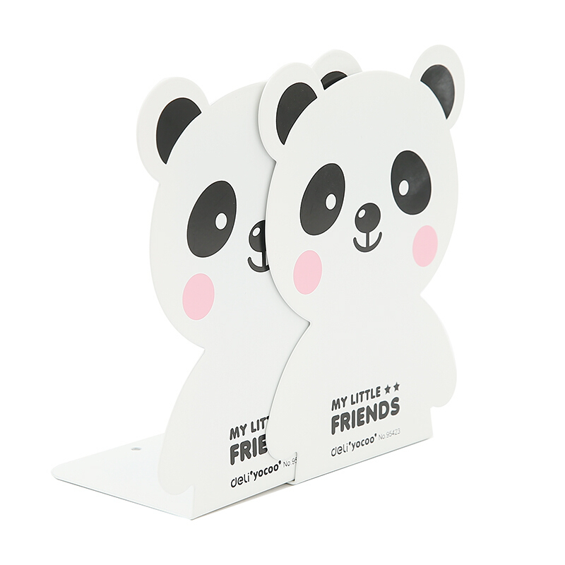 得力(deli)95423书立小熊创意卡通书夹时尚可爱金属6.5寸 学生用品 白色 一对