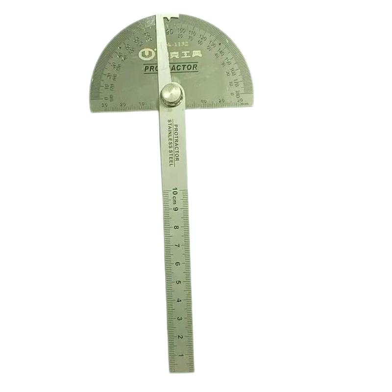 欧克 Ouke不锈钢角度尺量角器角度规180度调整式半圆分度规角尺150mm OK-1132高清大图