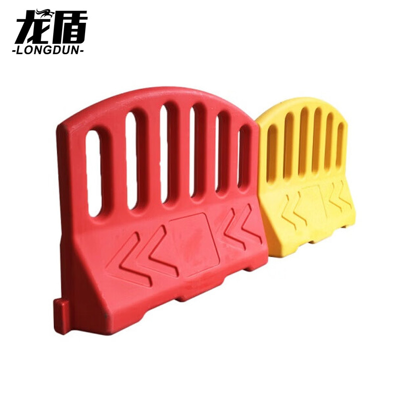 龙盾黄色塑料防撞护栏 注水围挡PE三孔水马隔离墩市政围栏施工组合1500*1100mm扇形款13公斤全新料