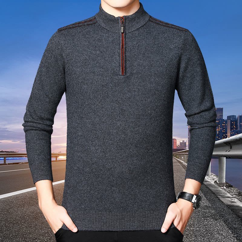 免费试穿 高端山羊绒冬季100%纯羊绒衫男士牧绒多斯产厚款半高领毛衣中年宽松羊毛衫EERDS高端羊绒图片