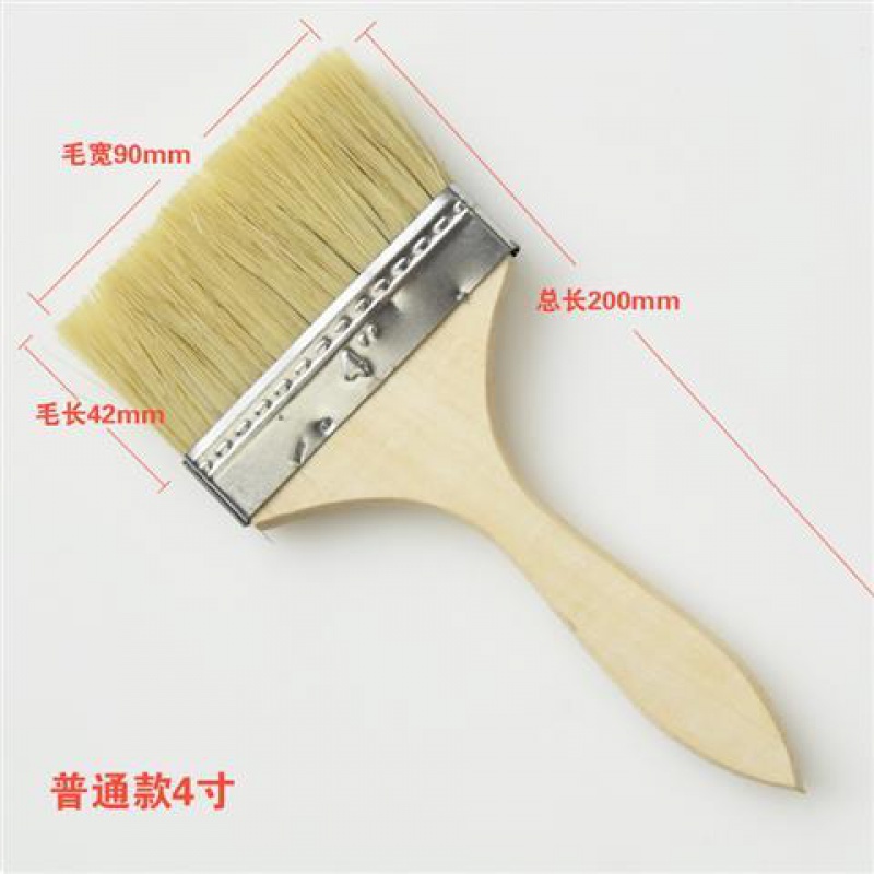 毛刷子工业用软硬毛胶水刷家用小号长毛刷烧烤猪毛刷棕毛油漆刷 普通款4寸 10把价格