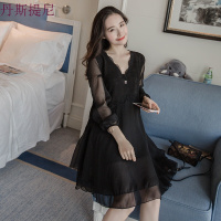 春秋加肥加大码女装上衣女雪纺200斤中长款长袖胖mm宽松打底衫图色