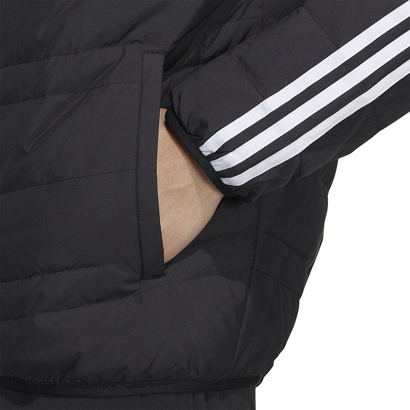 adidas Logo印花侧肩三条纹设计拉链连帽羽绒服 冬季 男女同款 HN4793