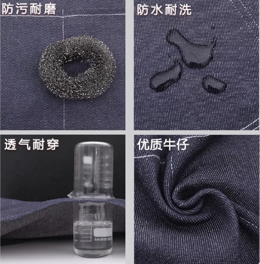 牛仔围裙蓝色透气耐脏防污围裙长77*宽74cm口袋款 单位:件高清大图