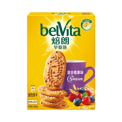 焙朗(BELVITA) 早餐饼干 零食 混合莓果味300g
