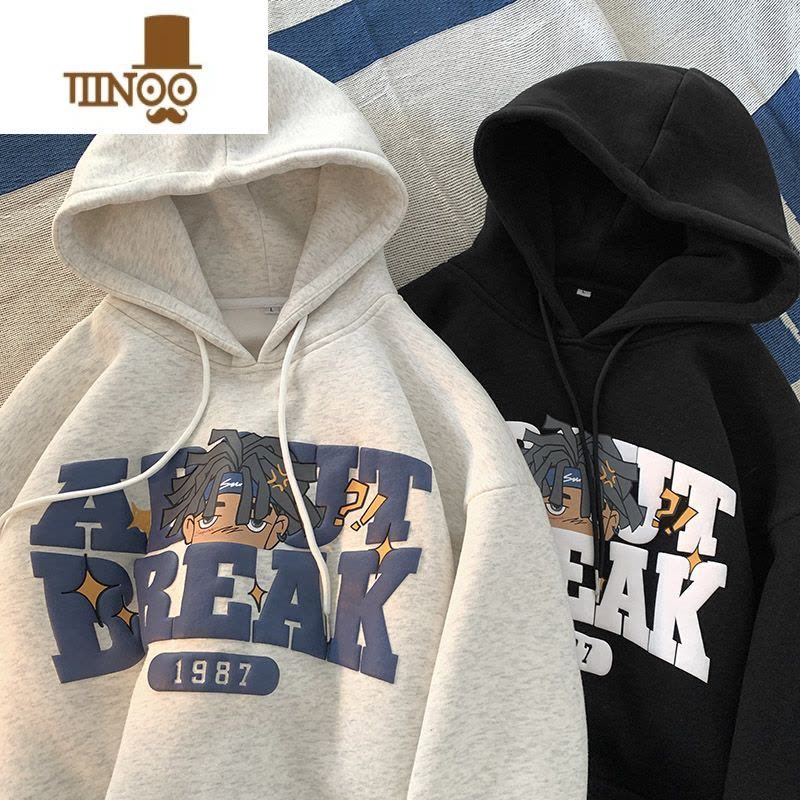 YANXU发泡连帽卫衣男秋季潮牌美式hiphop高街痞帅外套2023新款衣服图片