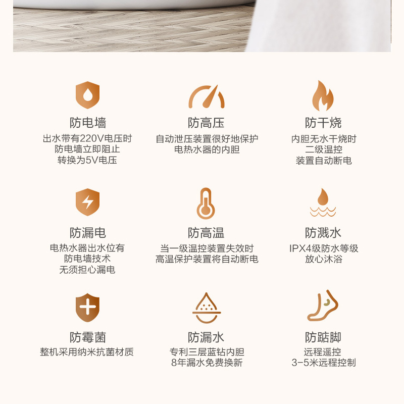 美的(Midea)60升电热水器F60-15WB5(Y)速热 节能速热 安全防护 抑菌管路 8年质保