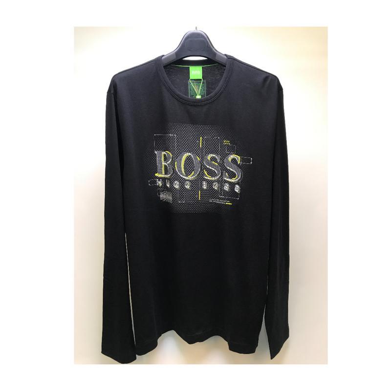 Hugo boss雨果波士长袖T恤男透气舒适百搭徽标细节圆领黑色长袖