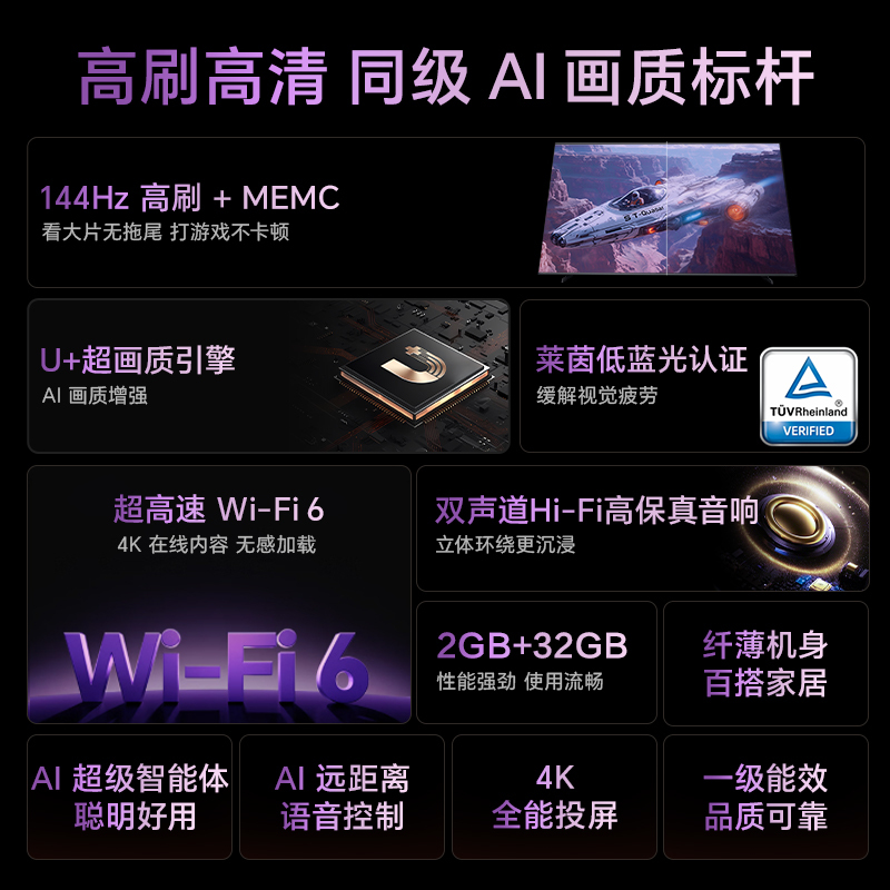 海信电视55E3Q 55英寸 高刷AI音画王 以旧换新补贴 E3N升级电视机