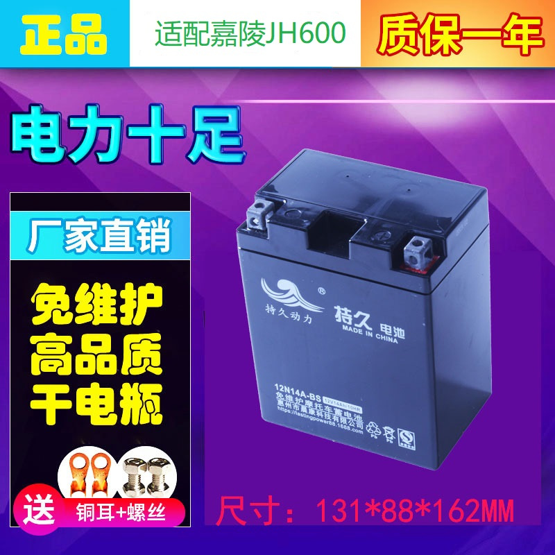 山多力 摩托车电瓶 铅酸蓄电池 12V14AH(适配嘉陵JH600)