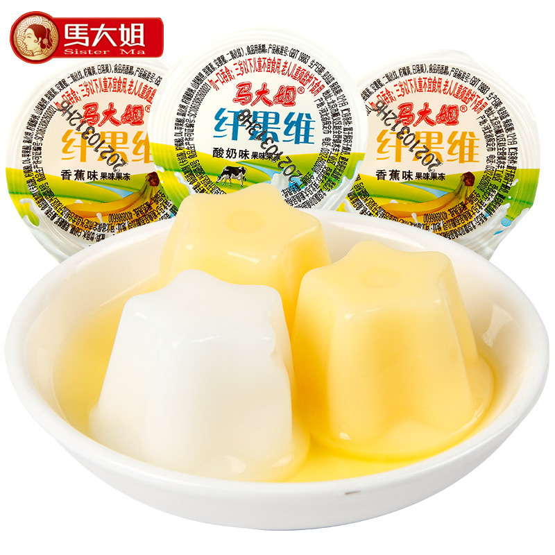 马大姐纤果味果冻散装多口味香蕉酸奶味布丁果冻网红休闲零食小吃视频