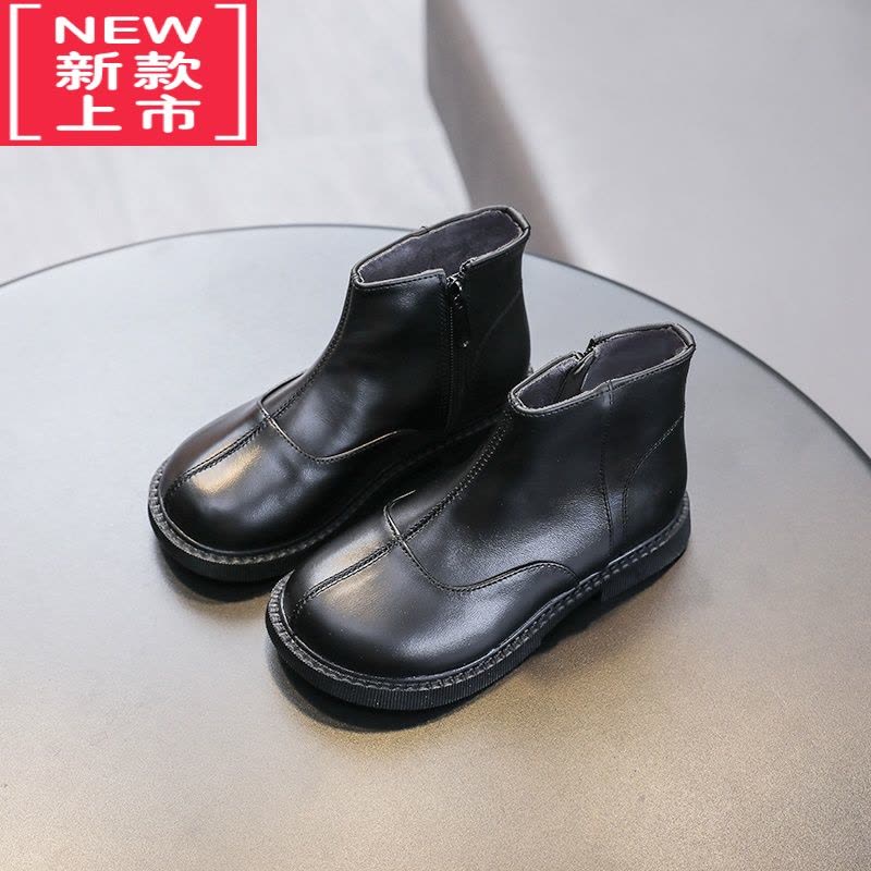 可莉允儿童马丁靴2022冬季新款女童短靴冬加绒黑色英伦男童靴子棉靴图片