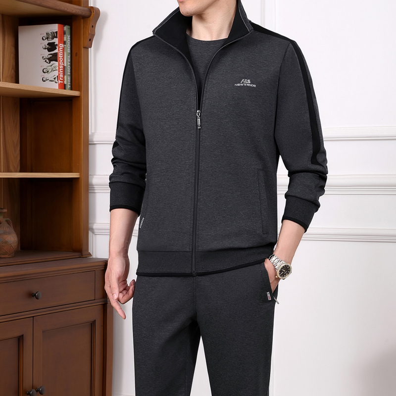 金蔚臻中老年运动套装男春秋冬爸爸装休闲卫衣外套男士运动服大码三