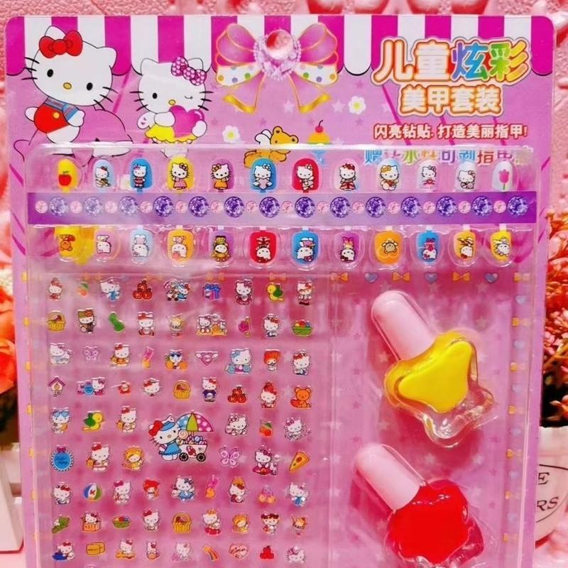 正版迪士尼儿童女孩假指甲贴指甲油套装白雪冰雪Kitty儿童3-6玩具 冰雪奇缘款 01