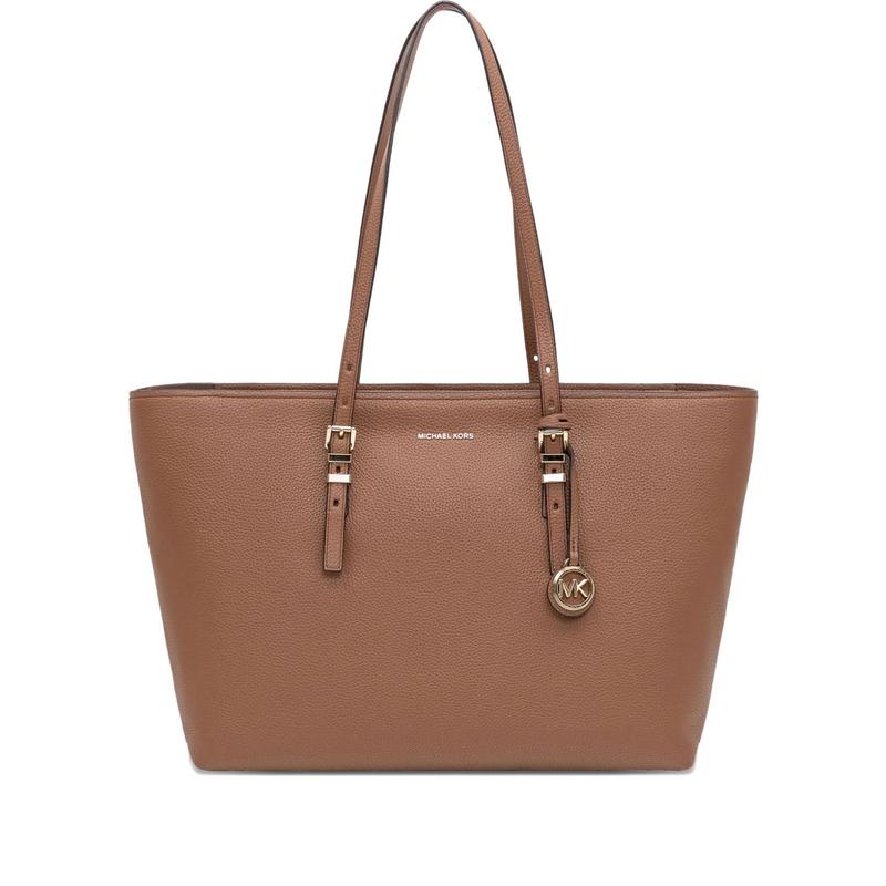 Michael Kors女士单肩包 棕色纹理皮双提手侧扣肩带磁扣开合 送女友