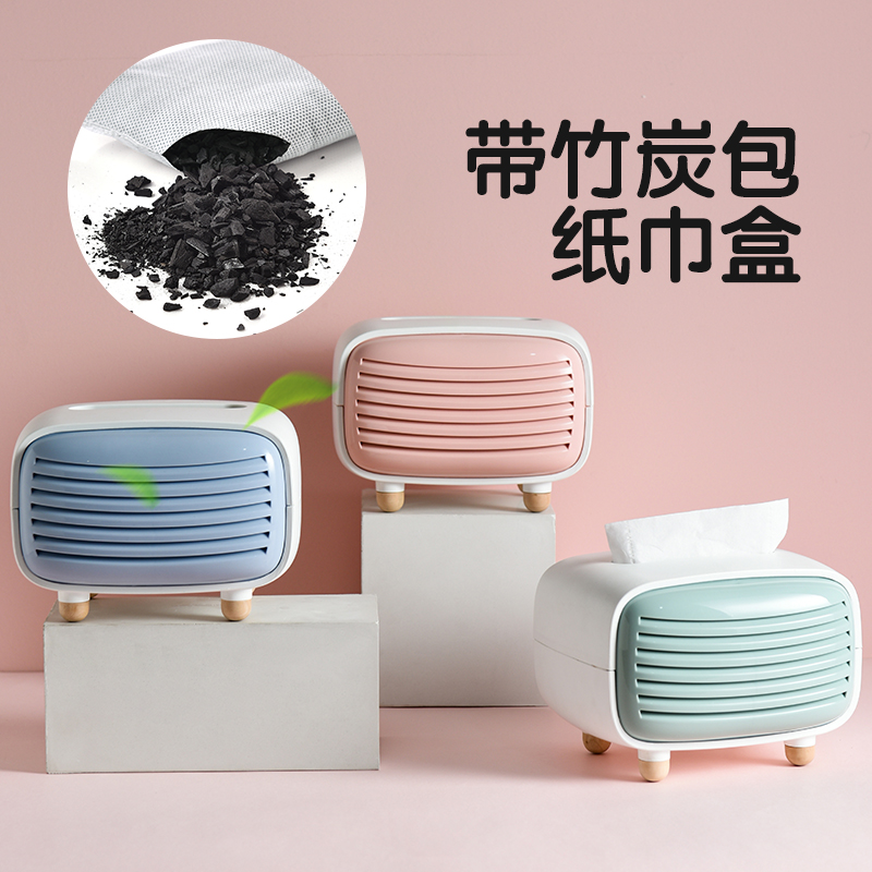 带竹炭包纸巾盒桌面除味抽纸盒 家用创意客厅餐巾纸收纳盒高清大图