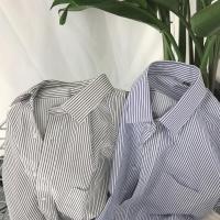 条纹衬衫男韩国宽松方领百搭休闲男女衬衣长袖商务衬衫