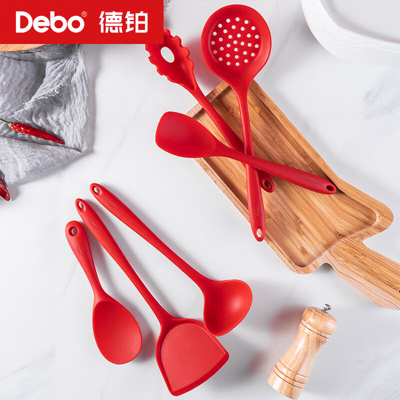 德铂(Debo)瑞贝卡硅胶锅铲汤漏勺7件套DEP-758高清大图