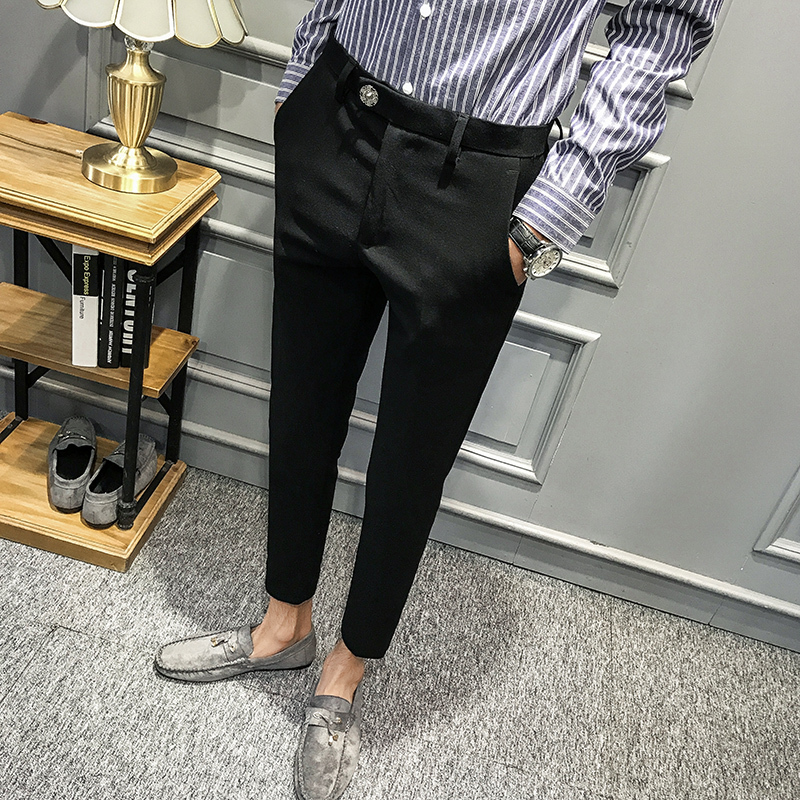 2018春装男士帅气型师夜店理师团队班服休闲青年西裤男长裤子