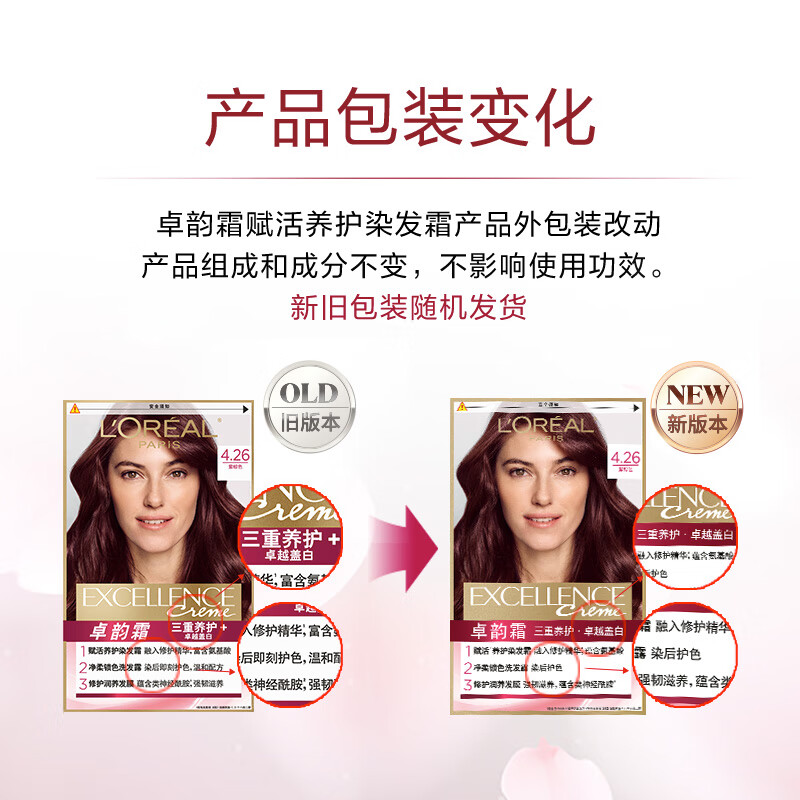 欧莱雅 卓韵霜赋活养护染发霜 4.26#紫棕色高清大图