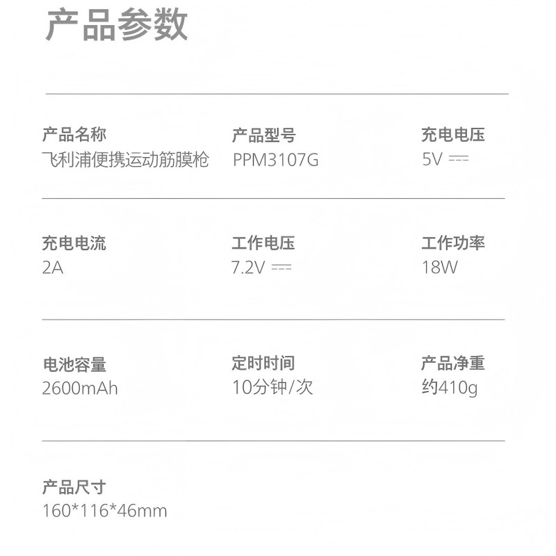 飞利浦便携运动筋膜枪PPM3107G高清大图
