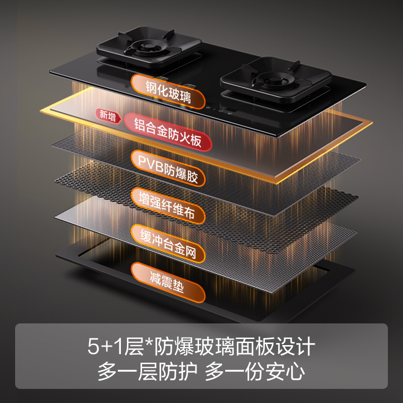 方太燃气灶F5天然气液化气台嵌两用高热效猛火灶爆炒家用灶具熄火保护可调底盘 定时联动 70%热效率TF37B高清大图