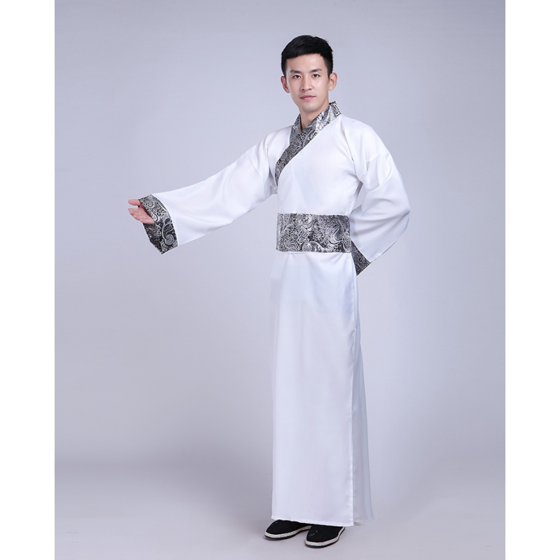 男装古装长袍汉服男古风剑客cos服男古装男公子书生帅气学生飘逸白色