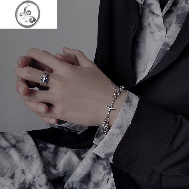 JiMi星芒手链男潮ins嘻哈小众设计冷淡风手串钛钢不掉色女士气质手饰图片