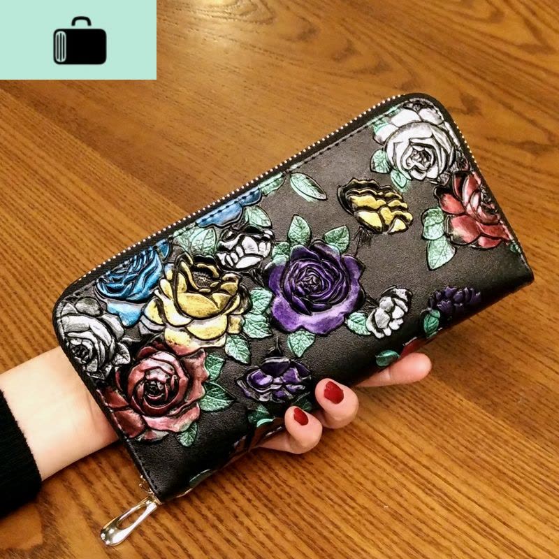 2020新款女士钱包长款拉链钱夹皮多功能皮夹复古大容量女手拿包NEW LAKE图片