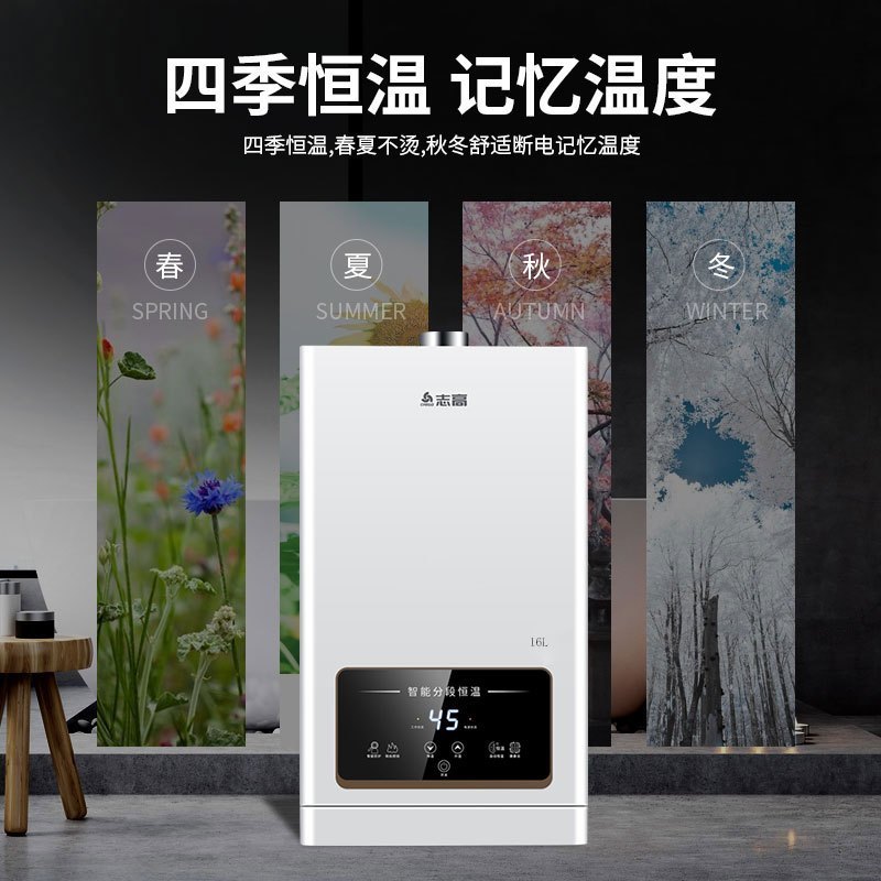 志高(CHIGO)燃气热水器 家用天然气 速热变频恒温降噪 强排式多点供水 16升 JSQ31-16H3