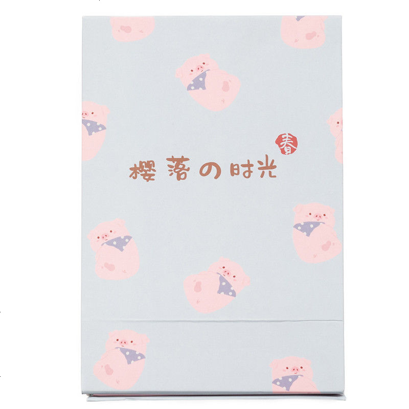 日系可爱少女收纳整理桌面化妆镜加厚化妆品收纳盒单面镜折叠镜子 好多小粉猪