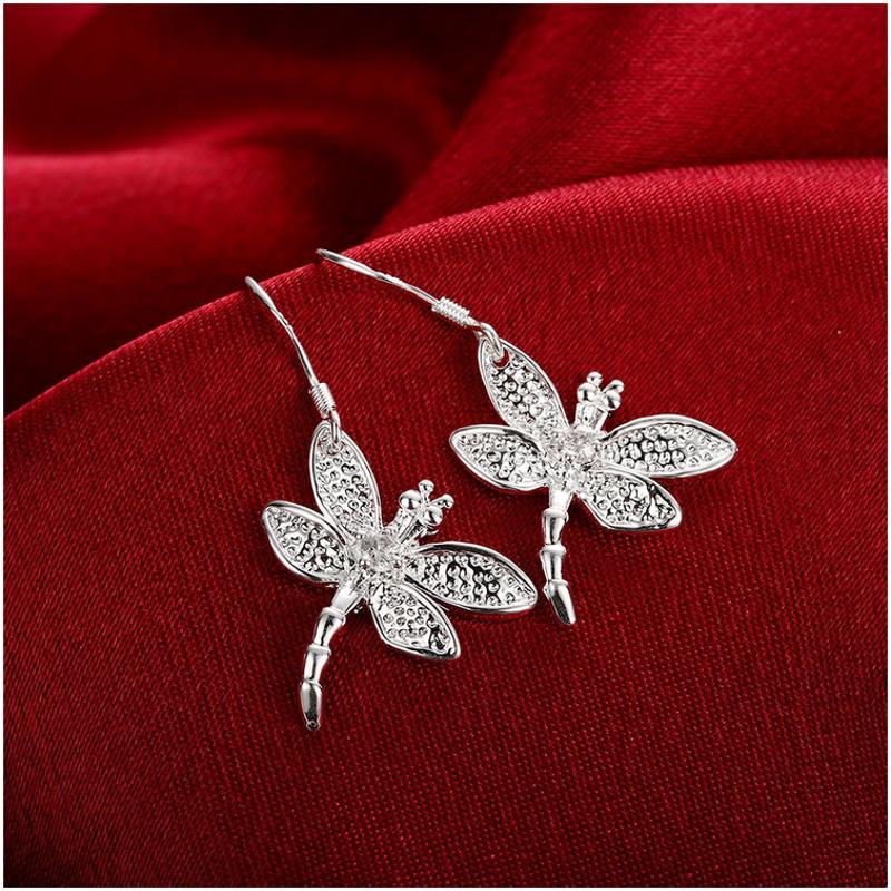 E009Women silver plated earring镀925纯银蝴蝶时尚气质耳环耳饰
