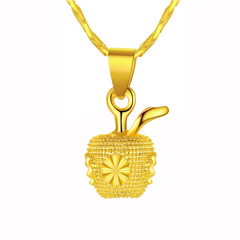 漫飞flm镀金实心磨砂金苹果项链锁骨链圣诞节平安吊坠情人节生日礼物