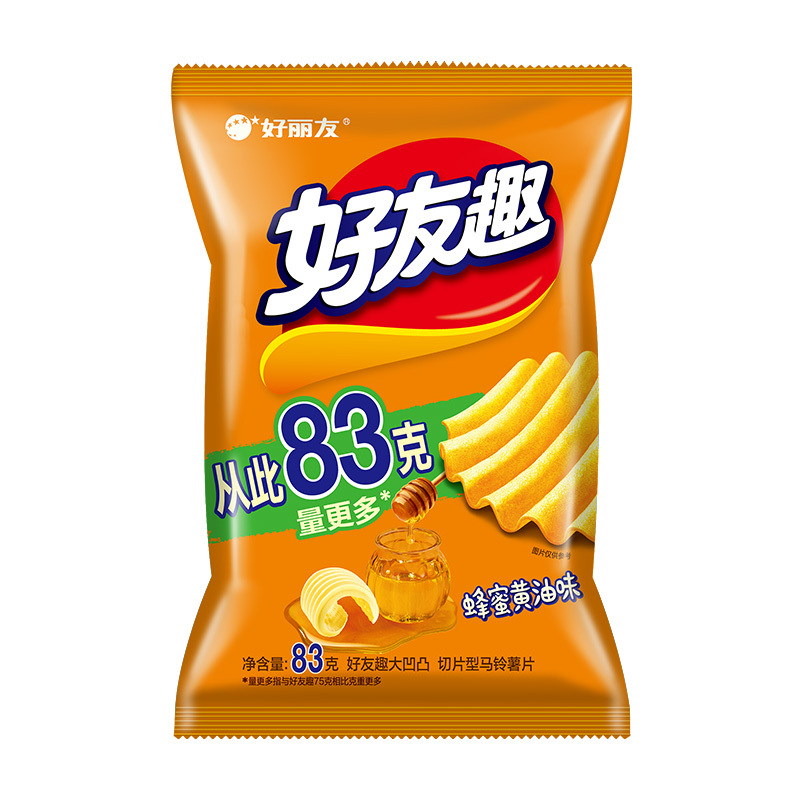 好丽友好友趣大凹凸 蜂蜜黄油味83g*3袋好友趣薯片韩国泡菜味土豆薯条膨化小零食