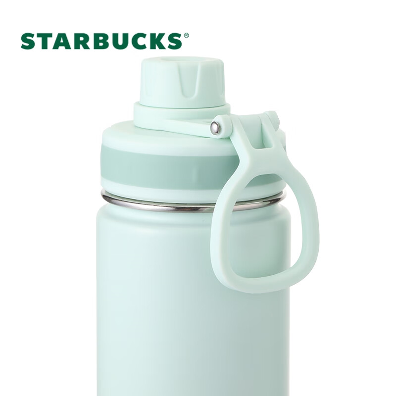 星巴克(starbucks) 清透薄荷绿系列不锈钢运动杯 便携提环 可拆卸杯盖 大容量520ml高清大图