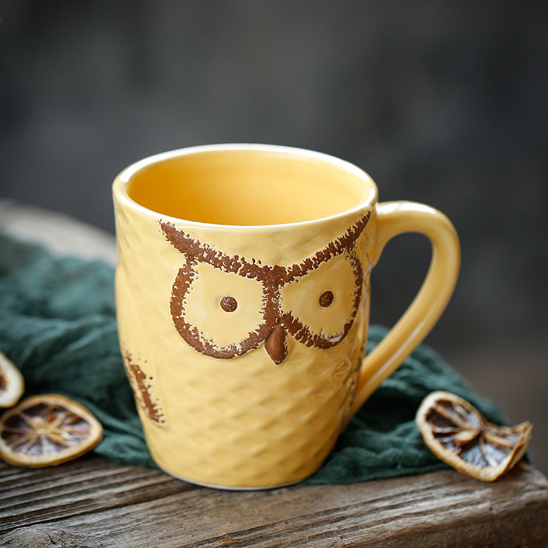 苏氏陶瓷 SUSHI CERAMICS 神秘猫头鹰简约陶瓷杯水杯牛奶杯马克杯咖啡杯办公杯（高温瓷-健康釉）高清大图