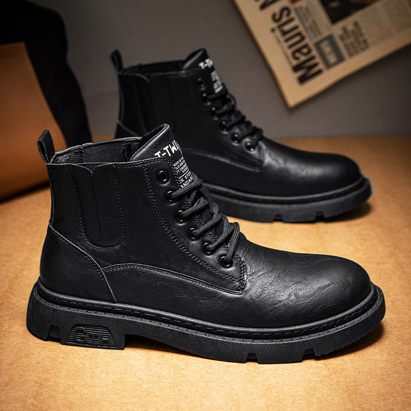 线下专柜同款卡帝乐鳄鱼cartelo新款时尚高帮马丁靴子男工装鞋靴休闲