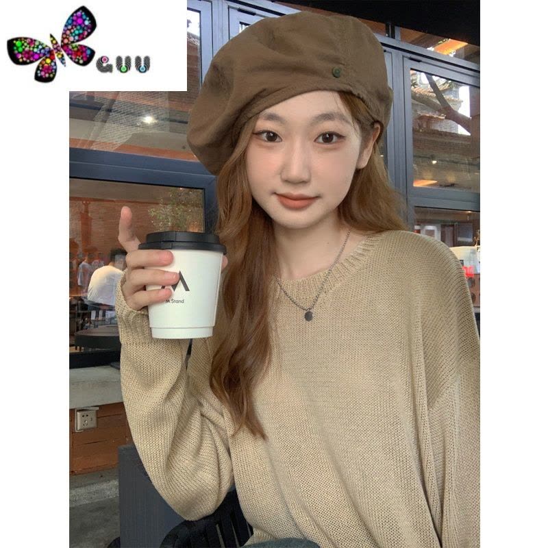 语娄 内搭针织衫女早秋新款宽松型显瘦圆领打底衫百搭上衣图片
