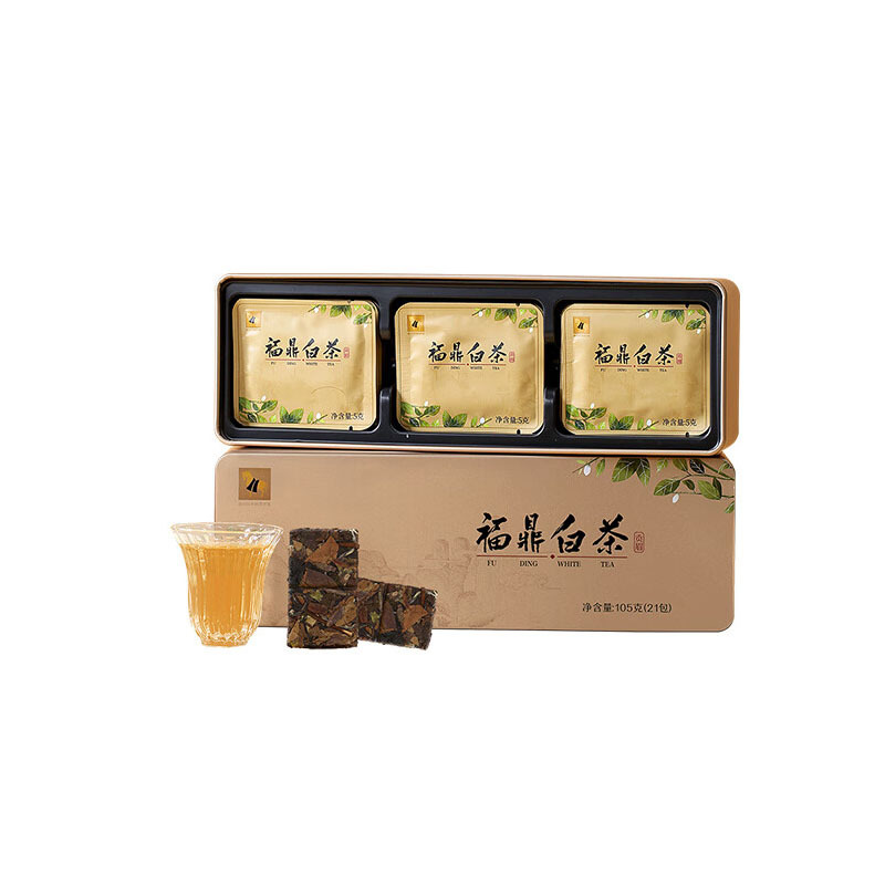八马茶业(BAMA TEA) 紧压白茶福鼎贡眉 自然日晒花香铁盒装105g 独立21包 Z0162