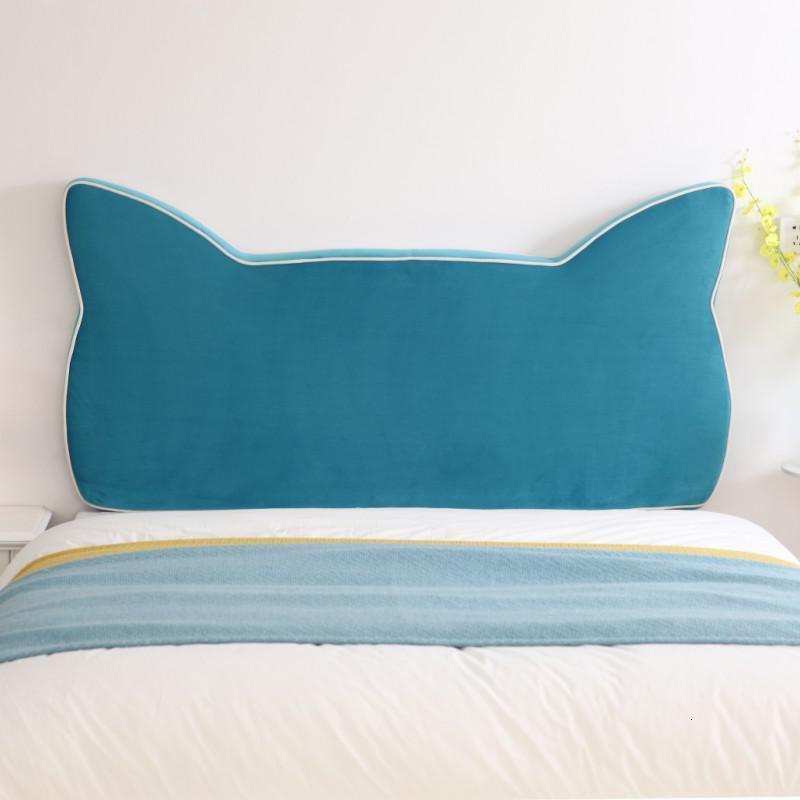 家柏饰(CORATED)定制儿童软包无床头板大靠背榻榻米靠垫布艺床靠枕可拆洗 孔雀蓝 无床头款135*80*8CM