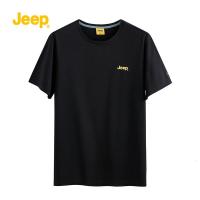 JEEP SPIRIT吉普短袖T恤男2021年新款夏季薄款休闲百搭圆领简约黑色上衣