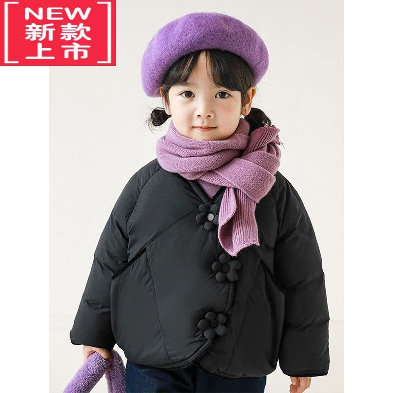 可莉允女童冬季棉服2022新款弧形门襟女宝宝大口袋加厚外套简约可爱图片