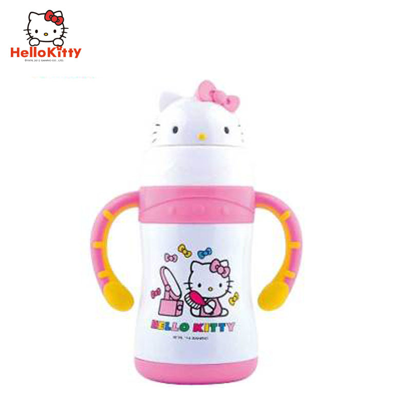 Hello Kitty 凯蒂猫 萌趣儿童学饮杯 不锈钢 白色220ML