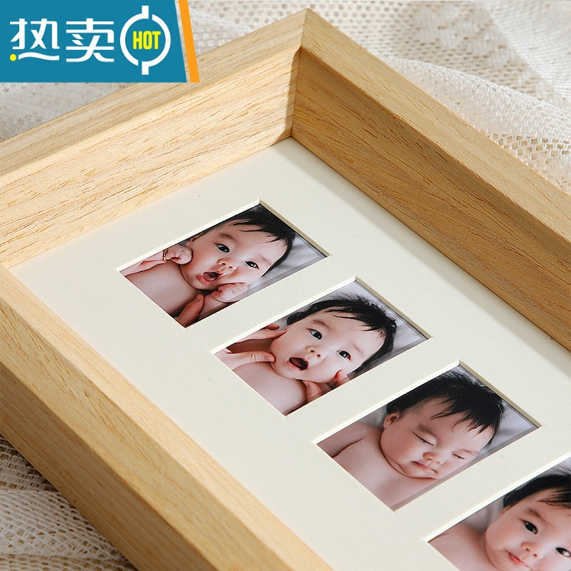 敬平儿童校园时光证件照相框宝宝周岁成长纪念摆台婴幼儿记录相册二寸 原木色24孔(放2寸) 儿童证件相框高清大图