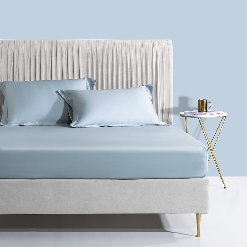 美帮汇60支贡缎全棉床笠单件床罩1.5米防滑保护套1.8m床垫套定制 空间蓝 床笠+枕套三件套：120x200cm+30cm