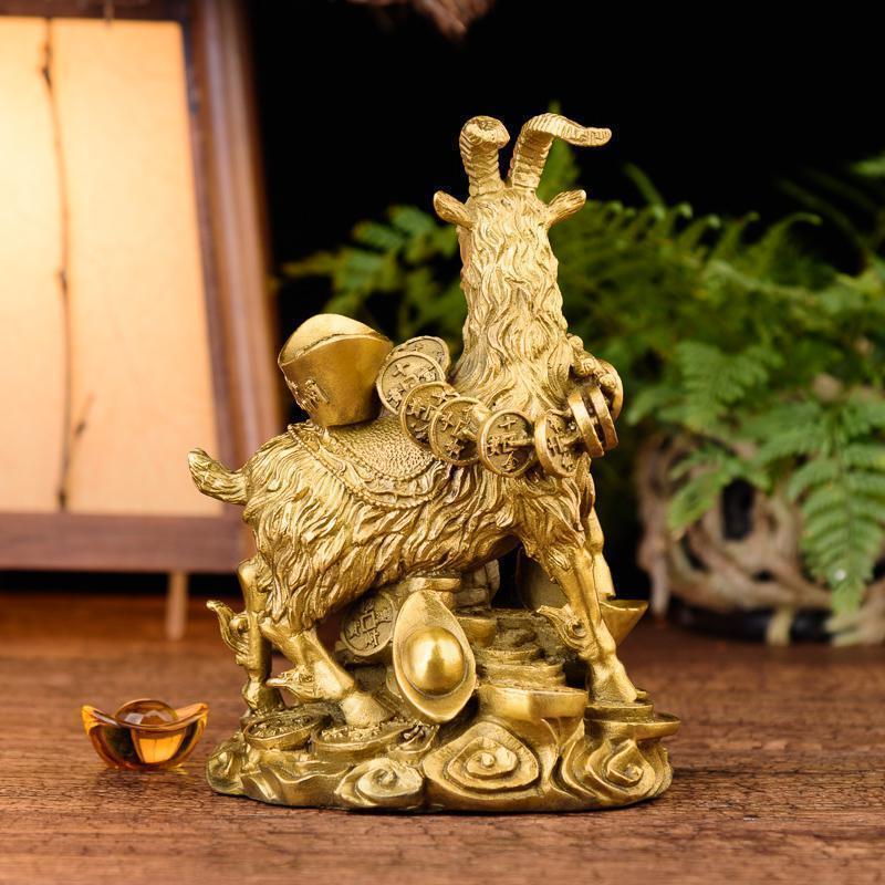 羊的摆件 铜羊摆件纯铜金钱元宝羊生肖羊家居装饰品_980_378