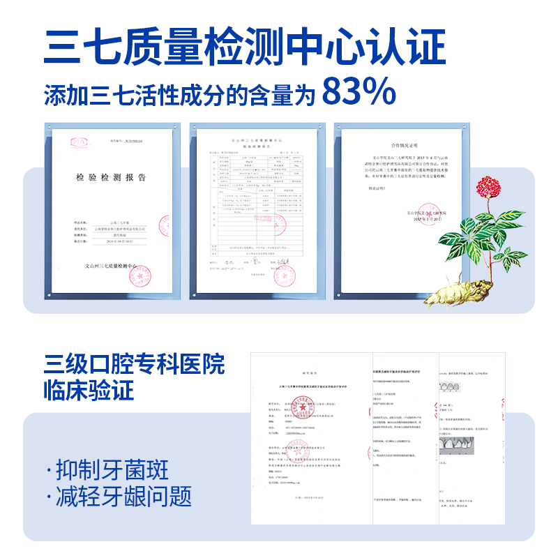 三七牙膏(清新留兰香型)190g高清大图